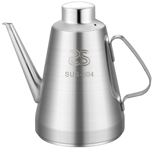 SHOWERORO Pot à Huile En Acier Inoxydable Huilier De Cuisine Verseur De Vinaigre Distributeur Dhuile Récipients Avec Couvercles Graisse De Bacon Capacité Réservoir D'huile Alimentaire