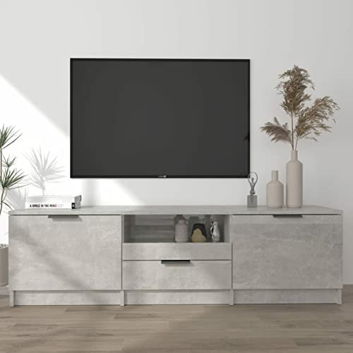Homgoday Mobile per TV Grigio Cemento 140x35x40cm Legno Multistrato, Armadietto Armadio Ripostio, Ripiani per Armadio Armadietto Interno, Mobili da Giardino,Portascope per Bagno Interno Casa