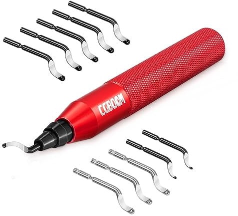CGBOOM Deburring Tool with 10 Extra HSS(Steel) Blades in 3 Modes and 1 Aluminum Handle- Works on Metal,Plastic,Resin,3D Printer, PVC and Copper Pipes,Hole Deburrer,Burr Remover,Portable Reamer Tool
