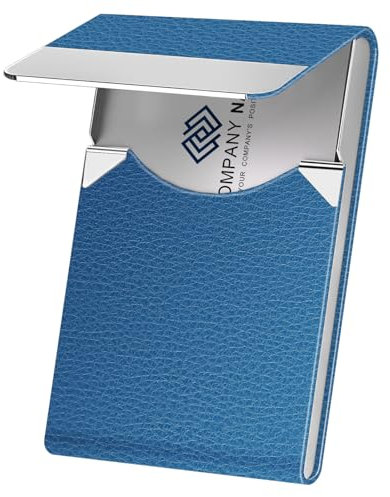 DMFLY Porte-cartes de visite en cuir synthétique de luxe et multi-cartes, porte-cartes de visite, porte-cartes de crédit, d'identité pour homme et femme – Gardez vos cartes de visite propres, B - Bleu