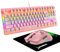 ZIYOU LANG Rosa Wired Gaming-Tastatur-Maus-Set, TKL 80% QWERTY Layout, Kompakt 87 Tasten, Klickbarer Blauer Schalter, Regenbogen-LED-Backlit Mechanische Tastatur + 6400 DPI Leichte Honeycomb Mouse