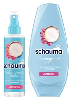 Schauma Sprühpflege Feuchtigkeit & Glanz (200 ml) Hitzeschutz für weiches, glänzendes Haar & Schwarzkopf Feuchtigkeits-Spülung Feuchtigkeit & Glanz (250 ml) mit Reiswasser