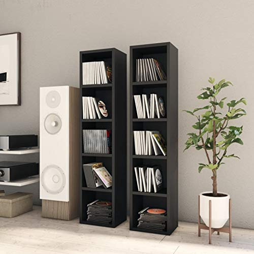 Vopese CD-Regale 2 STK. Schwarz 21x16x93,5 cm Holzwerkstoff Model802697
