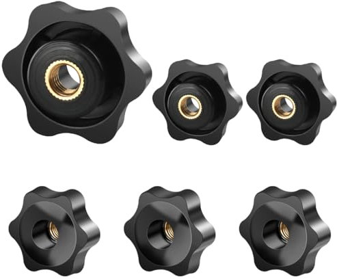BOUMVID Sterngriffmutter M5 6 Stück, Flügelmutter Äußerer Durchmesser 32mm, Rändelschraube Innengewinde Messing, Sterngriff für Maschinen und Anlagen, Werkzeugmaschinen, Fitnessgeräte, Möbel