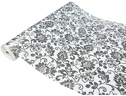 DecoMeister Vinilo Adhesivo Para Cocina Pared Muebles Papel Autoadhesivo Para Encimera Armario Mesa Lámina Decorativa Para Hogar Película Para Forrar En Rollo 45 x 100 cm Patrón Heritage Plata