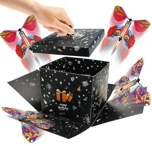 Überraschungsbox, Überraschung Geschenkbox Schmetterling Explosion Geschenkbox mit 4 Schmetterlinge, DIY Schmetterlings Explosion Geschenkbox Geburtstag Schmetterling für Box für Geburtstagsgeschenk