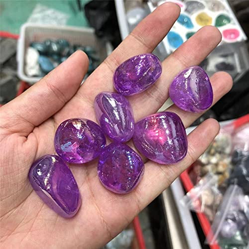 AUOQKQUT Accueil Aura Quartz Violet Cristal Pierre Précieuse Tumble Gravel décoration d'intérieur(Size:200g)