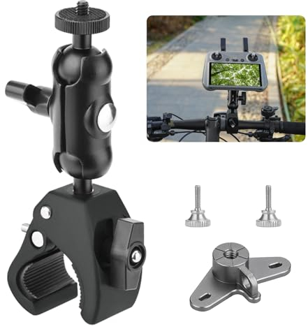 Flymile Fahrradhalterungsadapter für DJI RC 2 / RC Controller, 360° Dual-Kugelkopf, Motorrad-Lenkerhalterung für DJI Mini 4 Pro/Mini 3 Pro/Air 3/Mavic 3 Pro Smart Fernbedienung, Schwarz