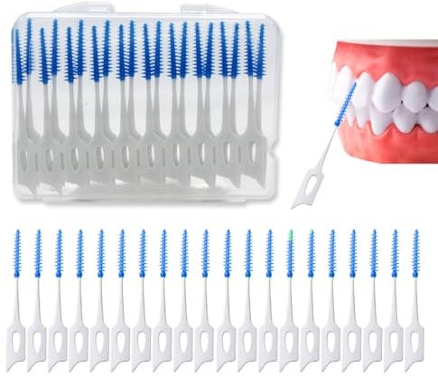 yeijucw Boulton Interdental Brushes – Pack of 20 | Wire-Free Interdental Sticks for Teeth Clean Oral Hygiene Tooth Floss | Silicone Dental Picks Toothpick Toothbrushes Teeth Brushes