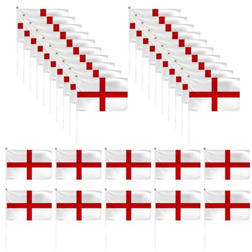 30 Stück England-Flagge Mit Handkurbel, England-Flagge, Euro-Wimpelkette, England-Europapokal-Dekorationen, Em-Dekorationen