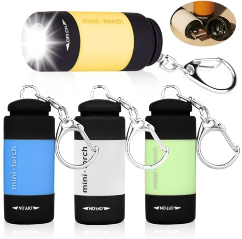 Vaileal 4 Stück Mini Taschenlampe Kinder: Mini Led Taschenlampe, Wasserdicht Taschenlampen mit Schlüsselbund, USB Wiederaufladbare Camping Handlampe Taschenlampe für Camping,Outdoor, Dringend