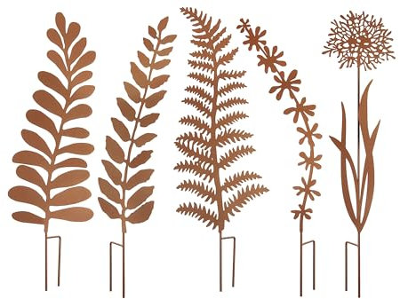 Kobolo Gartenstecker Gartenschild GRESS Gartendeko in Rostoptik 5-er SET - Dekorative Gartenschilder in ansprechender Rostoptik, ideal für den Außenbereich. Setzt stilvolle Akzente in Ihrem Garten.