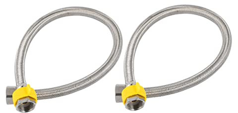 jojofuny Tuyau D'arrivée D'eau Tuyau De Tuyau Haute Pression Flexible Chauffe Eau Connecteur Adoucisseur D'eau Robinets Pour Lavabos Robinets De Silver Acier Inoxydable