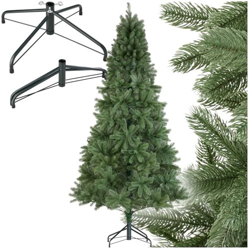 tectake® Künstlicher Weihnachtsbaum mit Spritzgussnadeln, naturgetreue Optik, platzsparend verstaubarer Tannenbaum künstlich, Weihnachtsbaum künstlich als Weihnachtsdeko, grün - 230 cm, 1346 Nadeln