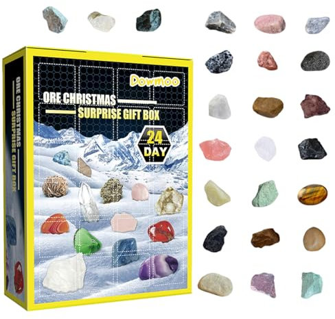 Adventskalender 2024 Kinder, 24 Stück Adventskalender Kristalle, Natürliche Edelsteine Mineralien Weihnacht Geschenke, Adventskalender Edelsteine für Mädchen Jungen Geologie Enthusiasten