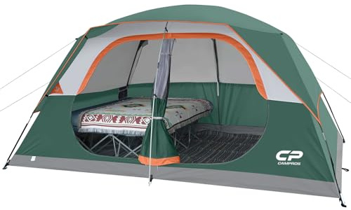 CAMPROS CP Familienzelt 6-8 Personen mit Stehhöhe 193CM, Großes Campingzelt wasserdicht mit Vorzelt & Belüftung, Cabin Zelt für Familien Camping & Festival