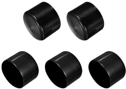 QUARKZMAN 5 Stück Gummi Endkappen 60 mm Kunststoffkappe Gummikappen Schutzkappen Abdeckung Fußkappen für Stuhlbeine Tischbeine Schrauben Bolzen Gewinde Metallstäbe Rohr Zaunpfosten Schwarz