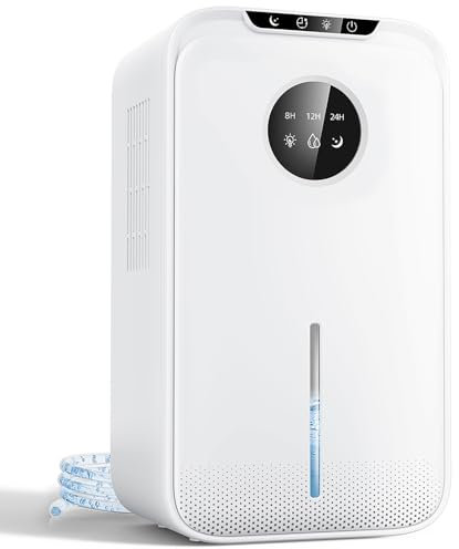 Deshumidificador Electrico, 2500 ml Deshumificadores de Humedad con Pantalla LCD, Timer, Función de Apagado Automático, Luz Nocturna de Colores, Descongelación, para Apartamento,Baño