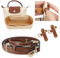 vnfsmy Schultergurt und Organizer kompatibel mit Longchamp Mini Tasche Damen, Leder Mini Bag Straps und Filz Mini Taschenorganizer, No-Punch, 1.2CM längenverstellbarer Ersatzriemen aus Leder Braun