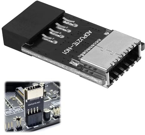 USB 2.0 9PIN Interner Header auf USB 3.1/3.2 Typ-C A Tasten Frontplatte 180 Grad Adapter, für Mainboard mit Typ E Key-A weibliche Frontplatte Buchse auf 9-Pin Header Interner Konvertierungs Adapter