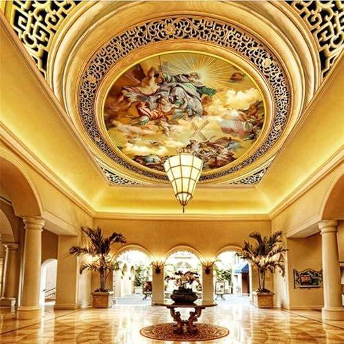 GZGZG Papier peint autocollant mural 3D pour plafond motif ange en relief décoration murale pour salon chambre à coucher