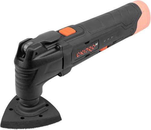 Dnipro-M MT-12 Herramienta Multifuncional Inalámbrica 12V, 6 Velocidades, 5000-16000 RPM, una Batería Recargable 4.0Ah, Cargador, Juega de Boquillos, Accesorios (Lija, Sierra Bi-Metal, Raspador)