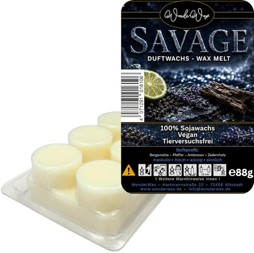 WonderWax® Duftriegel 6 x Duftwachs Kreise Weiß Savage | Farbe: Weiß | Raumduft für Duftlampen, Wax Melt, Sojawachs, Indoor Duftöl Wachs schmelzen für Aromalampe