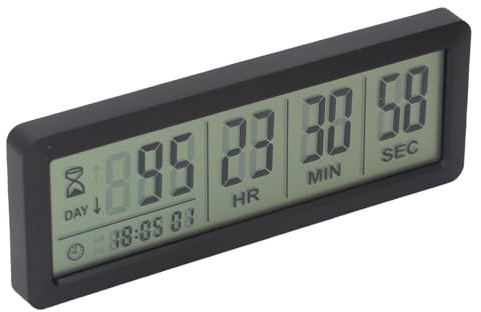 Alomejor Digital Countdown Days Timer 999 Tage Zählen Sie die Uhr für Urlaub Hochzeitsurlaub, Vielseitigem Ständer Magnetisch ABS -Material (Black)
