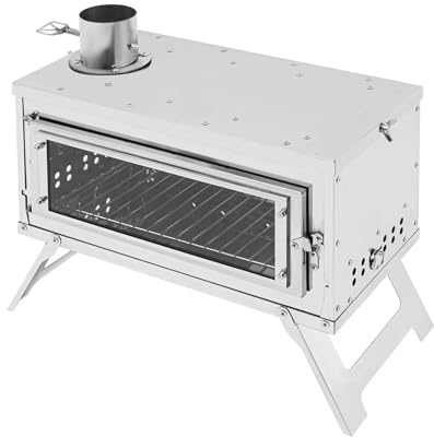 Hornillo para tienda de campaña de acero inoxidable, 8 tubos de chimenea, portátil, 6 kg, camping de invierno, calefacción y cocina, 2,5 m