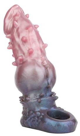 Axcroo Silikon Penishülle Realistischer Hund Dildo Penis Sleeve mit Hodenring Tier Wolf Dog Penis Hülle Extender Erweiterung Monster Penismanschetten Dicker Penisverlängerung Sex Spielzeug Für Männer