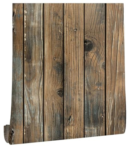 HOMSFOU Vintage Holzmaserung Tapete zum Abziehen und Aufkleben, selbstklebend, entfernbar, Wandverkleidung für Wohnzimmer, Schlafzimmer, Küche, Esszimmer, Dekoration
