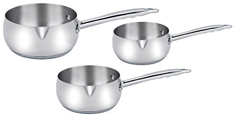 Haussmann Héritage® - Set de 3 Casseroles Inox Professionnel (16/18/20 cm) - Série Prestige - Compatible Induction & Four (260°C) - Fond Triple Épaisseur, Manches Rivetés & Becs Verseurs - Inoxydabl