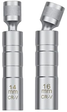 Maoggha 2 Stück Magnetische Zündkerzenschlüssel Set, 14 mm/16 mm Zündkerzen Nuss, Flexibles 3/8 Zoll Demontagewerkzeug für Autoreparaturen, Chrom-Vanadium Stahl, für Motorrad, Rasenmäher