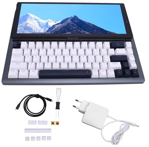 TIKATARER Clavier Mécanique avec écran Tactile de 12,3 Pouces, 20 éclairages, 68 Touches RVB USB, Clavier Mécanique de Jeu Portable avec 2 Haut-parleurs Magnétiques à Gamme (Prise UE)