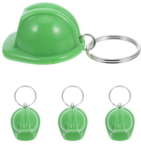 iplusmile 4 Stück pack Kleiner Bauhelm Schlüsselanhänger Kompakt Langlebig Kunststoff Grün für Baustellenparty und Gastgeschenke