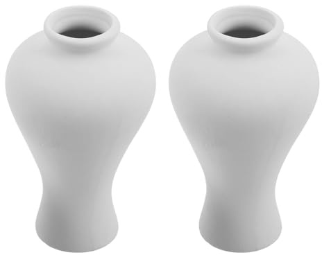 GALPADA 2pcs White Ceramic Vase Set for Art Education and Present, Boho Rustic Style Small Flower Vases Made of Ceramic, for Cultivating Artistic Skills and DIY Painting at Home or Dining
