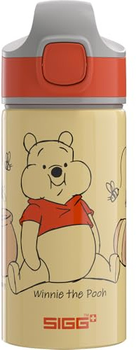 SIGG - Aluminium Trinkflasche Kinder - Miracle Winnie Honey 0.4 L | Auslaufsichere Wasserflasche, Mit Trinkhalm, Einhändig Bedienbar, Robust, Schule & Kita, Gelb