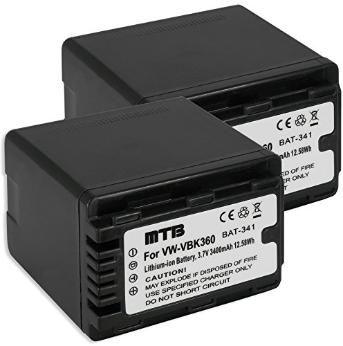 2X Akku VW-VBK360 kompatibel mit Panasonic HDC-TM80, TM90 / HC-V700, V700M, V707, V707M... (Siehe Liste)
