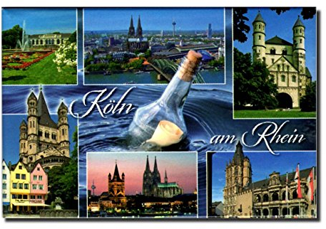 Foto-Magnet Köln am Rhein, Blaue Serie, ca. 8 x 5,4 cm