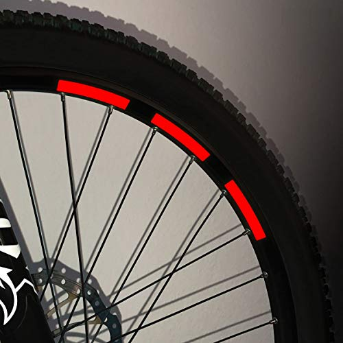 Motoking Fahrrad-Reflektorenaufkleber - Rot - 22 Aufkleber im Set - Breite: 10 mm - reflektierende Felgenaufkleber für Mountainbike-, Fahrradfelgen & mehr