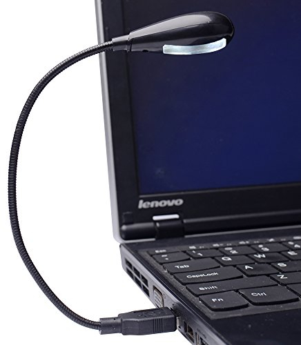 HANERDUN Bright LED USB Lamp 2 LED Light Reading Lamp 180º Angle Flexible Neck Dimmable Switch Portable for Laptop Home Camping Black
