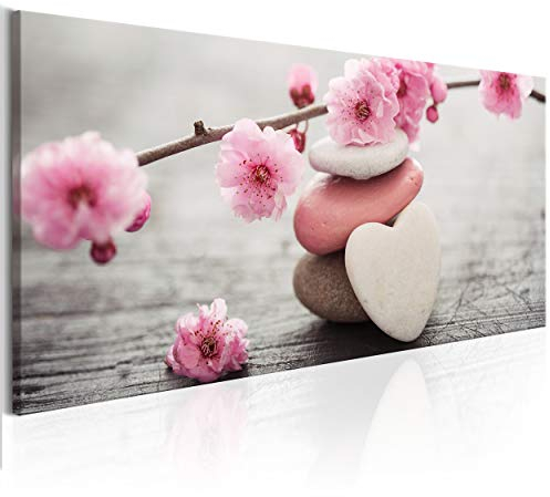 decomonkey Bilder Blumen 120x40 cm 1 Teilig Leinwandbilder Wandbild Herz