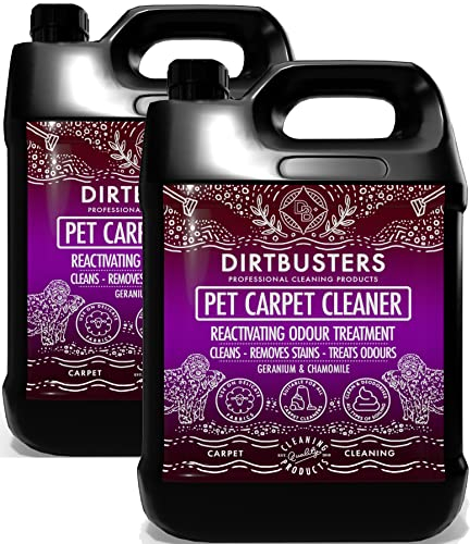 Dirtbusters Pet Carpet Cleaner Shampoo, Cleaning Solution For Odour, Urine & Stains, Geranium & Chamomile (2x5L)