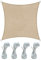 Rebecca Mobili Toile d'ombrage Voile d'Ombrage de Forme Carree Parasol Beige Polyéthylène Anti UV Cordes de Fixation Incluses 3x3 m (Cod. RE6336)