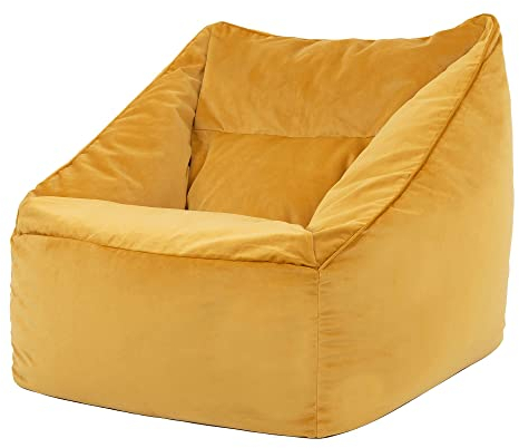 Icon Natalia Sitzsack Sessel für Erwachsene, Gelb, Flauschiger Samtstoff, Riesen Sitzsack Samt mit Füllung, Bean Bag Chair, Bequemer Sessel Wohnzimmer, Lounge, Schlafzimmer, Büro