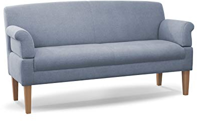 CAVADORE 3-Sitzer Küchensofa Malm, Sitzbank für Küche oder Esszimmer inkl. Armteilverstellung, Leichte Fleckenentfernung dank Soft Clean, 182 x 97 x 78, Flachgewebe: hellblau