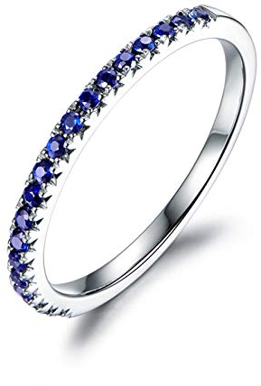 Daesar 18K Weißgold Ring für Damen Bandring mit 0.24ct Saphir Verlobungsring Weißgold Hochzeitsring Gr. 50 (15.9)
