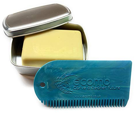 Eco Surf Board Wax, Comb, Storage Tin & Sticker 100% Reclaimed Marine Waste Plastic (Tie Dye)