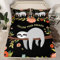 Loussiesd Faultier Spannbettlaken 90x200cm Kinder Faultier Tiere Tropische Blumen Blätter Bettlaken Set Schwarz für Jungen Mädchen Mikrofaser Spannbetttuch Netter Karikatur Faultier Spannbettlaken