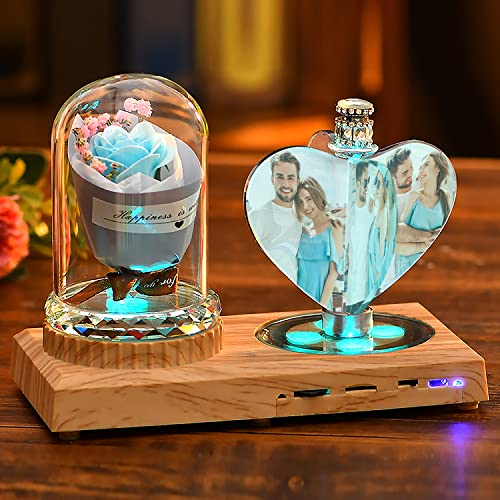 Angry Egg Boy Marco de Fotos en forma de corazón 3D con Foto Personalizada Personalizada en luz de noche de Cristal, base de música Bluetooth rosa azul